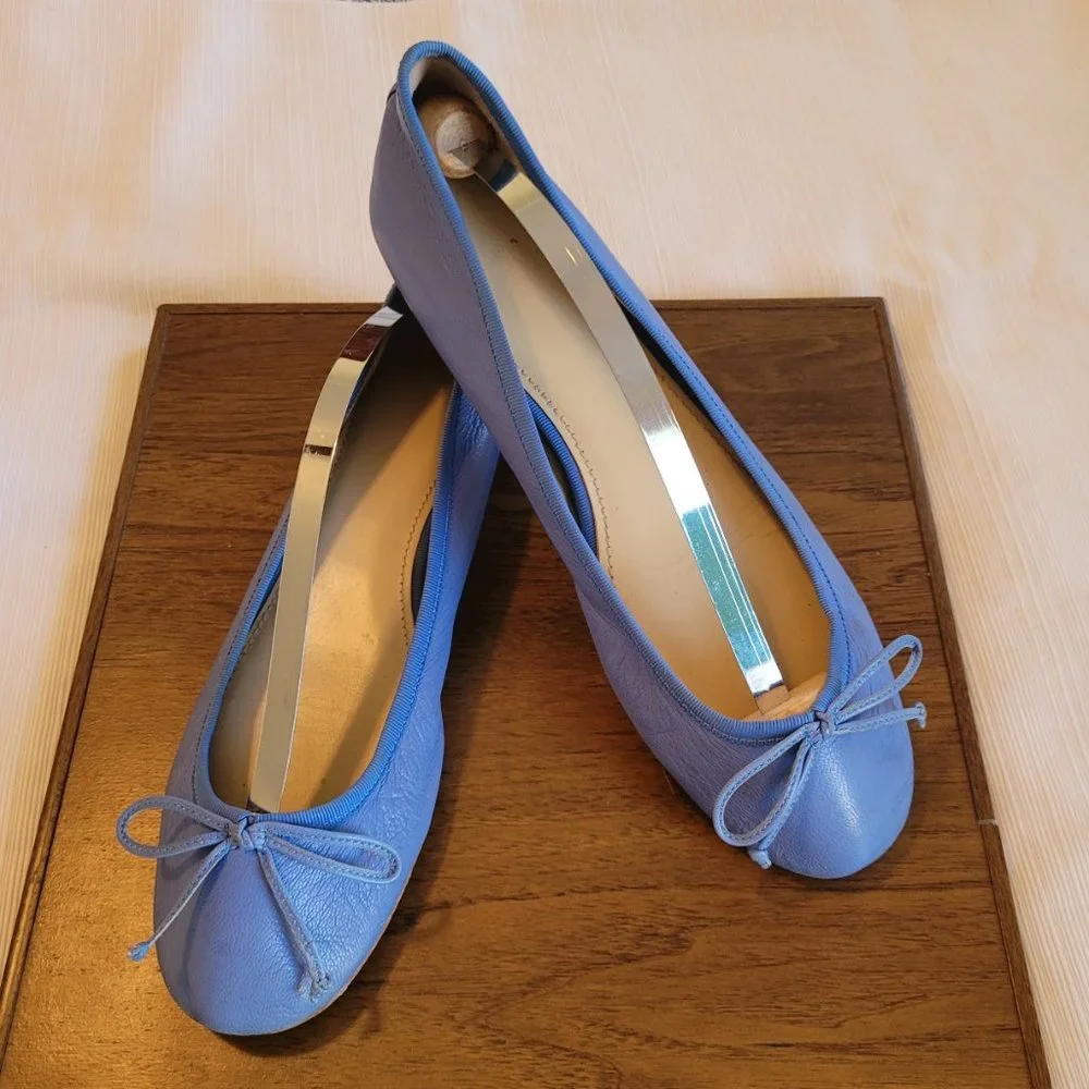 Bahama Blue Leather Ballet Flats. EEEUC. Size 9M (EUR 40) - Picture 4 of 12